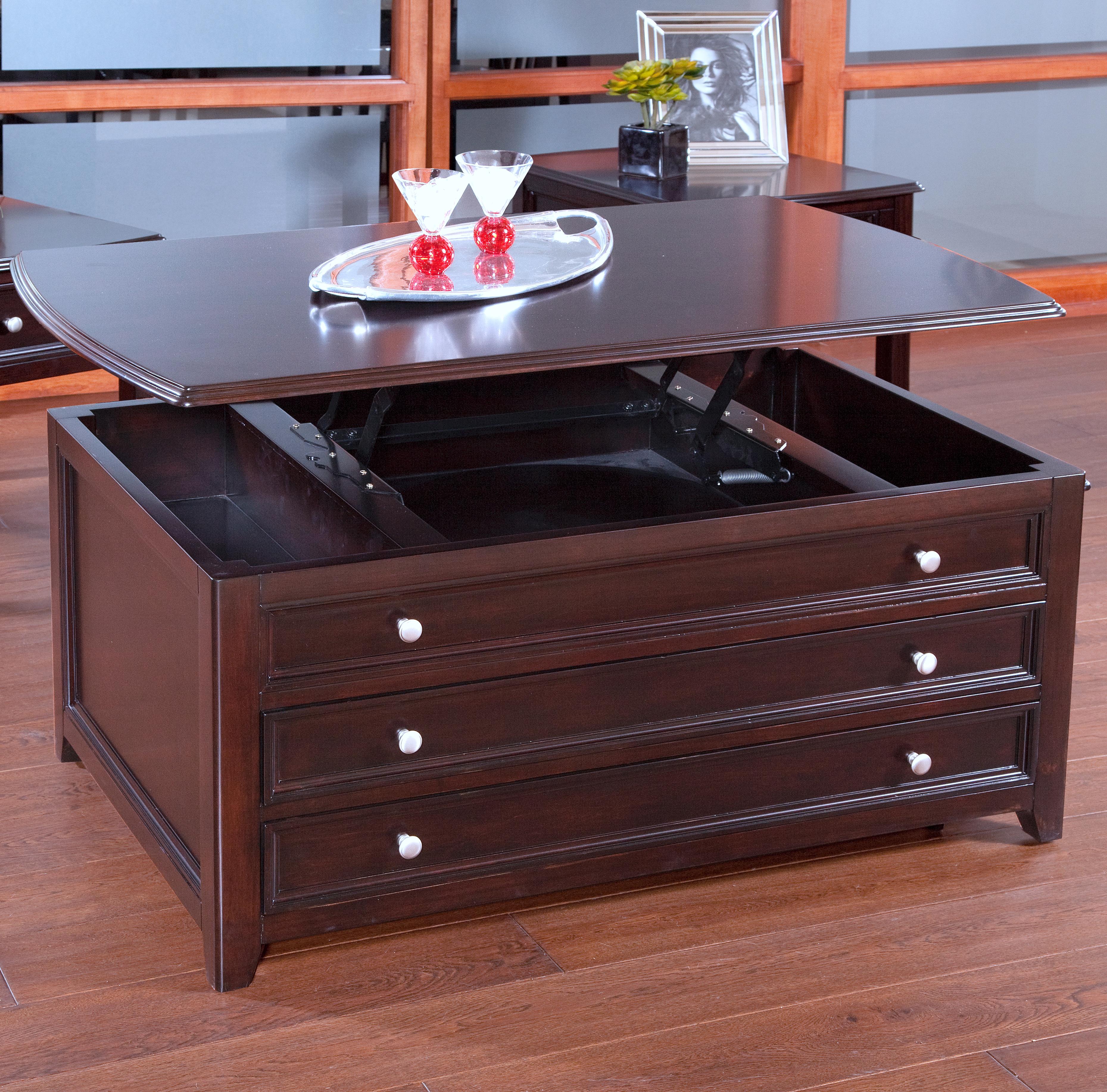 New Classic Ventura 3070015 LiftTop Cocktail Table with Side Storage Drawers Del Sol